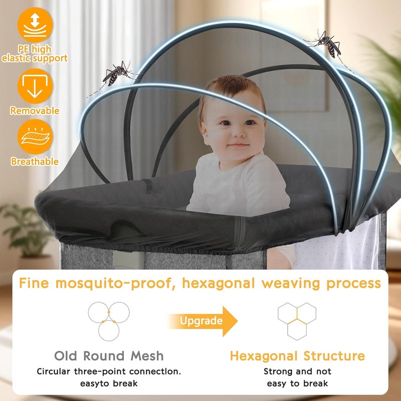 jiangcha Bassinet Cover for Cats - Mosquito Net Cover for Bassinet Bedside Sleeper Travel Crib to Keep Cats Out - Breathable Baby Mosquito Net with 2-Way Zipper (Black-Small) - Image 3